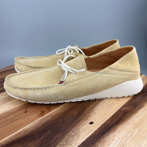 OluKai Ka\'a Driver Loafers Men\'s 14 Boat Shoes Golden Sand Leather Suede NEW main image 8